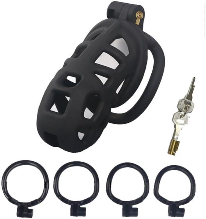Male, Black Multifunctional Special Protective Cage, Easy to Wear, Portable, 4 Small Parts, One Key, BDSM Cage, F16