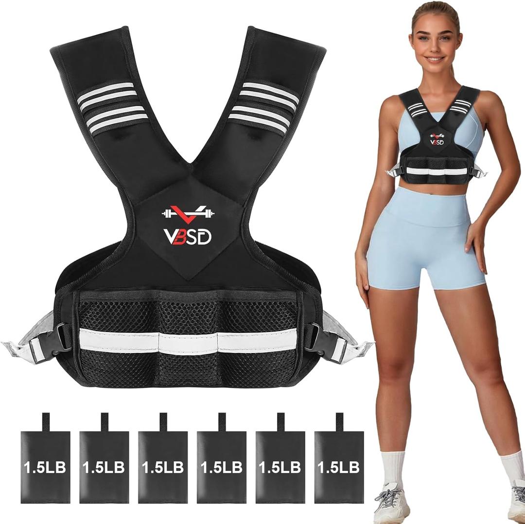 Adjustable Weighted Vest for Men Women, 11-20lb Vest with 6 Ironsand Weights, Body Weight Vest with Reflective Strip for Running, Walking, Strength Training, Workouts