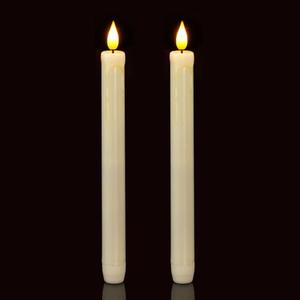 Homemory 2/3/6 Pack Flameless Taper Candles, No Remote, Realistic Flickering Battery Operated Candlesticks, Ivory LED Plastic Candle Safe for Weddings, Table Decor, Christmas, and Halloween(Set of 2)