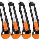 Retractable Utility Knife, 4 Pack Box Cutters with 18mm Snap-Off Blade for Paper, Plastic, Cardboard