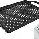 ECOIOU Non Slip Food Serving Tray with Handles, 4-Pack Rectangle Anti-Slip Non-Toxic Dishwasher Safe Tray for Snack Fruit Dessert Breakfast Drink,Black