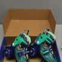 Kids Roller Skates for Beginners - ZOOBLISS Toddler Roller Skates for Boys and Girls Ages 3-7 with Light-Up Wheels & 4 Adjustable Sizes, Tri-Wheel Training Skates for Kids (S-Small(11C-1Y US), Dinosaur Blue)