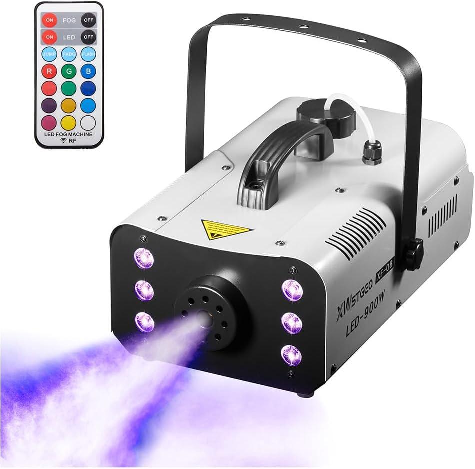 Fog Machine 900 Watt with 6 LED Lights and 2-in-1 Wireless Remote, Professional Stage Smoke Machine for DJ Halloween Parties Wedding