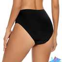 Leovqn Period Swimwear Leakproof Menstrual Bikini Waterproof Bottom UPF 50+ Swim Brief Light Flow - Teens Girls Women_ Black_ S