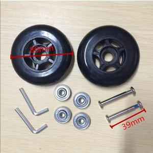 2PCS Black Luggage Suitcase Replacement Wheels Rubber Swivel Caster Wheels Repair with 608zz Inline Outdoor Skate Replacement Wheels (80X24mm)