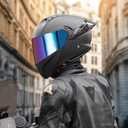 Modular Motorcycle Helmet Dual Visor Flip Up Full Face Helmets SJ-809 DOT Approved for Adults Men Women (Matte Black-Rainbow Visor, M)
