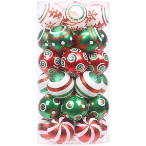 Sea Team 60mm/2.36" Set of Colorful Painted Sparkling Ornaments and Hanging Baubles for Christmas Tree - 30 Pieces (Elfe)