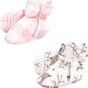 Hudson Baby Unisex-Baby Quilted Booties Winter Accessory Set (0-6 Months Infant, Enchanted Forest)