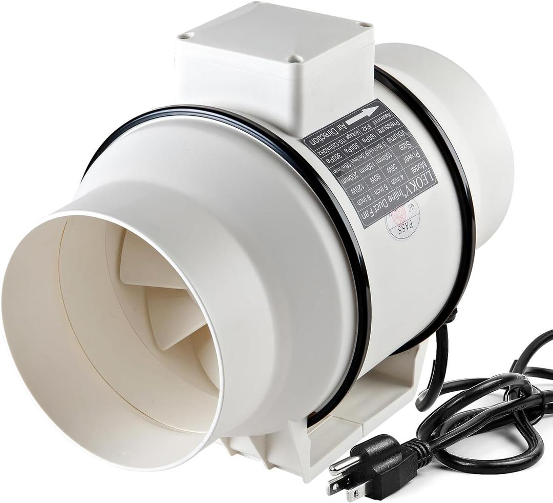 6 Inch Exhaust fan Pipeline booster fan Inline duct fan 560 CFM Duct High Efficiency Air Fan for Duct Vent Bathroom, Kitchen, Grow Tent,Hydroponics,3D Printer,The wind is very strong. (White)
