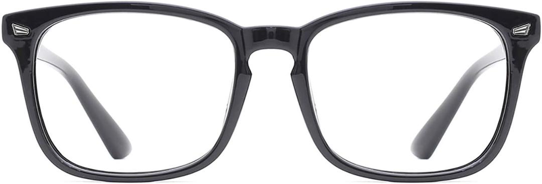TIJN Blue Light Blocking Glasses for Women Men Clear Frame Square Nerd Eyeglasses Anti Blue Ray Computer Screen Glasses ((03)-black)