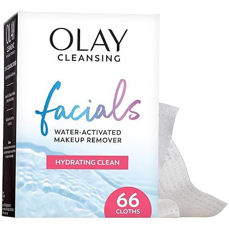 Olay Makeup Remover Wipes, Daily Facials Hydrating Face Cleanser for Normal to Dry Skin, Alcohol & Fragrance Free, Soft Face Wash Towels, Travel Essentials for Women, Convenient Dry Cloths, 66 ct