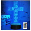 FULLOSUN Jesus Cross 3D Night Light, Christ Optical Illusion Lights 16 Colors Change with Remote Control, The Lord Desk Lamps Room Home Decor Xmas Birthday Easter Gifts