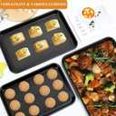 SS&CC Nonstick Baking Sheet Pan Set of 3, 0.8mm Carbon Steel Cookie Sheets for Oven - Half/Quarter/Jelly Roll Pans with Diamond Texture, PFOA-Free & Oven Safe (17.5x12, 15.5x10.2, 13.5x9.5 Inch) (Black)