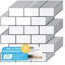 STICKGOO 10-Sheet Peel and Stick Backsplash, White Subway Tile Stick on Backsplash for Kitchen (Thicker Design)