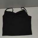 Sweetheart Neck Sleeveless Crop Tank Tops Backless Spaghetti Strap Pleated Bustier Camis Going Out Top, Black Size XS
