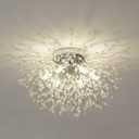 CM MZY Chrome Firework Flush Mount Ceiling Light Fixture, Modern Crystal Sputnik Firework Ceiling Lights, 6-Light Close to Ceiling Lighting Fixtures for Bedroom Kitchen Hallway Entryway