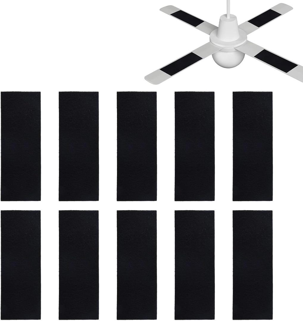 BOXOB 10pcs Ceiling Fan Filters for Blades, Self-Adhesive Pads Activated Coconut Carbon Charcoal Air Purifier Cleaner Unscented Accessories for Home Dirt Contaminants