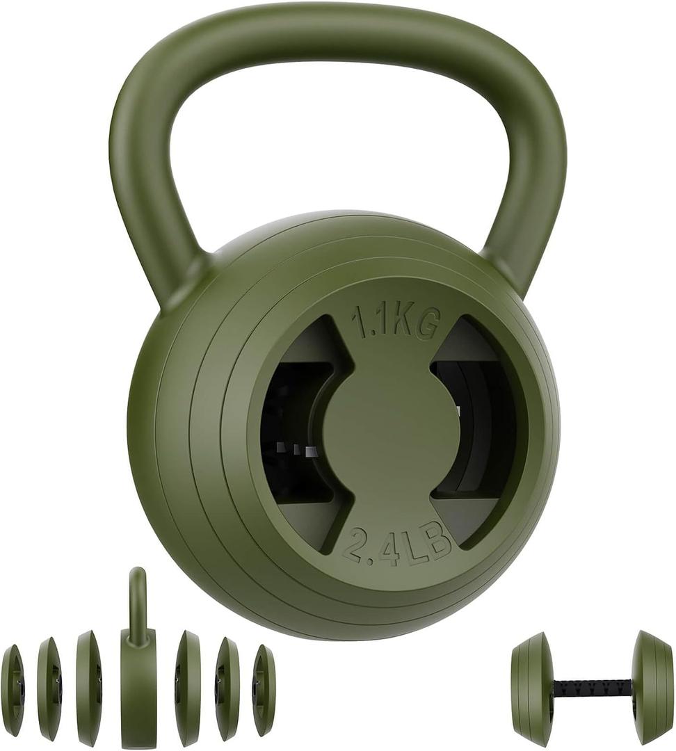 Hezeyferg 2-in-1 Adjustable Kettlebell, 15-45 LB Kettlebells Weight Set with Wide Grip, 4.8-30 LB Dumbbell Weights for Home Gym Strength Training