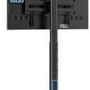 AX WABER Floor TV Stand with Power Outlet, Universal TV Stand Mount for 27-65 inch TV up to 88lbs, 70 Degree Swivel 9 Level Height Adjustable with Tempered Glass Base for Bedroom, Office Black