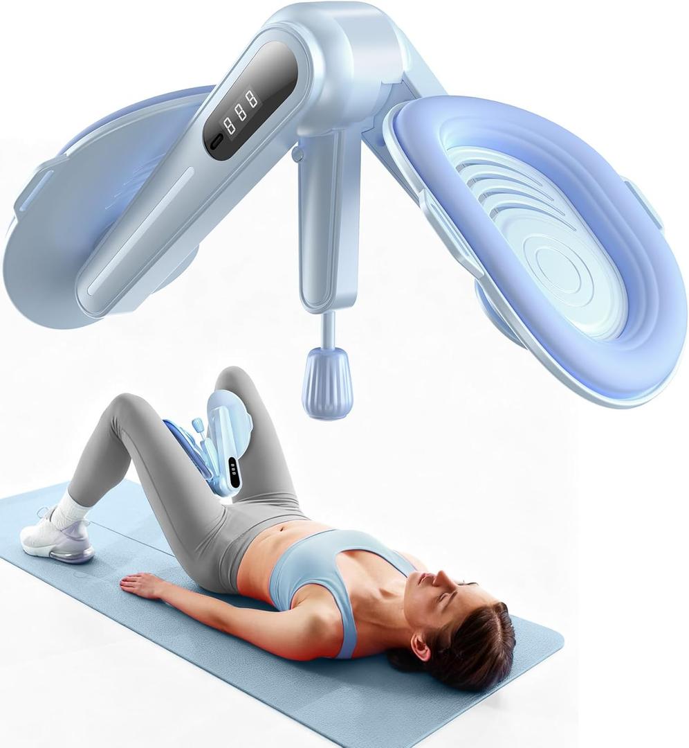 Thigh Trainer with Resistance Adjustment, Pelvic Floor Exercise Devices with LED Display, Inner Thigh Exerciser with Soft EVA Padding, Kegel Exerciser for Women