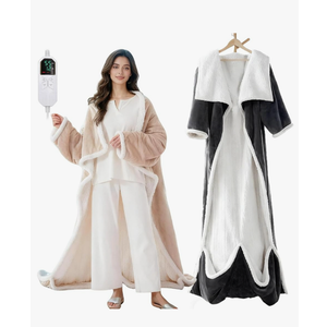 Wearable Heated Blanket with Foot Pocket, Electric Wearable Throw Blanket with Sleeves, Hood, Portable Heated Blanket with 8 Heat Settings, 1-10 Hours Auto Shut-off, Gift for Family, Friends, 50*70"