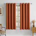 DUALIFE Terracotta Curtains-Rust Blackout Curtains for Small Windows 54 Inch Length Burnt Orange Solid Curtain Panels Thermal Insulated Grommet Short Room Darkening Curtains for Bedroom (52"W x 54"L (Pack of 2))