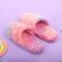 Kids Slippers Luminous Night Lights Warm Plush for Boys Girls House Indoor Shoes (8.5-9.5 Little Kid, Purple)