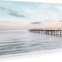 WALLSUP DECOR Ocean Pier Canvas Wall Art: Coastal Picture Sunset Seascape Painting Beach Artwork Sea Prints for Bathroom Bedroom Home Offic, 36"L x 24"W