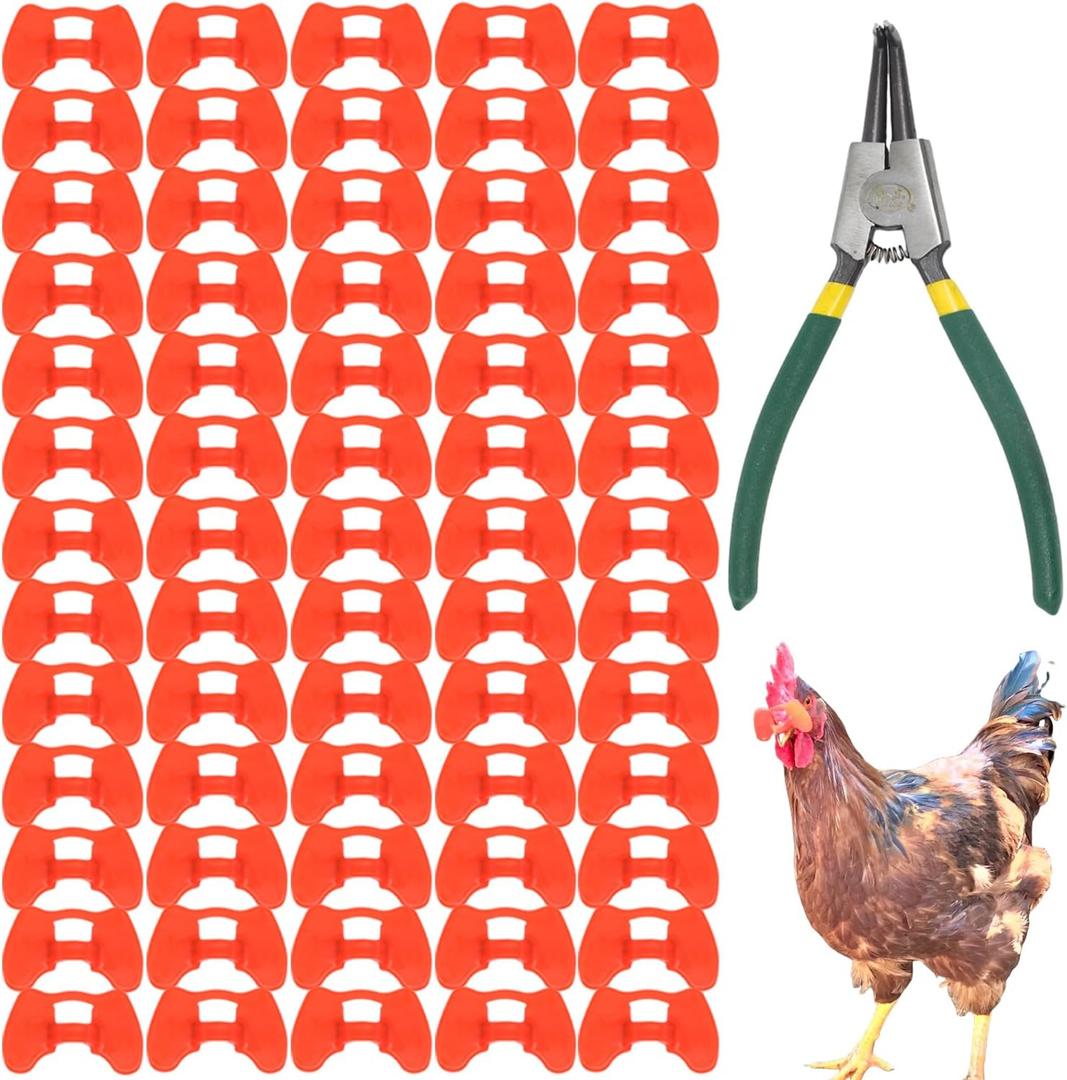 DoubleWood Pinless Peepers for Chickens, 81 Pcs Anti-Pecking Goggles with Pliers, Chicken Blinders and Plier Tool, Chicken Glasses Pheasant Poultry Blinders Spectacles
