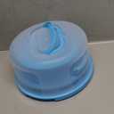 Cake Cupcake Carrier with Lid and Handle + Cake Stand Plate with Dome | 10" Round Cake Container Holder with Cover | Plastic Pie Carrier Cake Storage Container | Bunt Keeper Platter Tray for Transport (Blue)