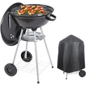 Charcoal Grill 18 inch Barbecue Grill with Waterproof Grill Cover for Outdoor Courtyard Picnic Camping Tailgating BBQ Kettle, 15.4"D x 16"W x 34.6"H