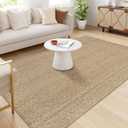 LEEVAN Washable Lightweight Kitchen Rug 6' x 9', Tan Bathroom Rugs, Reversible Living Room Carpet, Farmhouse Low Profile Bedroom Floor Mat, Modern Nursery Carpet for Foyer Laundry/Proch Decor