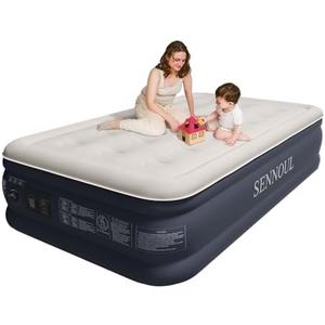 SENNOUL Air Mattress with Built in Pump - Upgraded Twin Blow Up Mattress, 2 Mins Quick Self Inflatable with Double Air Chamber,16"/550lbs Max, Strong Support, for Camping,Home,Guests,Portable Travel