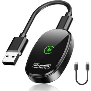 Faster Wireless Carplay Adapter - Seamless Car Play Adapter Compatible with Apple iPhone 10+ Android 11+, Easy Use 2 in 1 Dongle Connection for Android Auto Converting Wired to Wireless (Black)