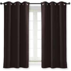 NICETOWN Thermal Insulated Blackout Curtain and Drapery Triple Weave Soundproof Solid Ring Top Window Drape for Bedroom (Sold Individually, 42 inches by 63 inch, Toffee Brown)