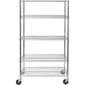 Seville Classics UltraDurable Heavy Duty NSF Solid Steel Wire Rack Storage Unit Organizer for Garage, Warehouse, Office, Restaurant, Classroom, Kitchen, 5-Tier Shelving, 48" W x 24" D