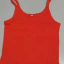 Artfish Women's Sleeveless Tank Top Form Fitting Scoop Neck Ribbed Knit Basic Cami Shirts (Red, S)