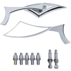 Universal Motorcycle Rearview Mirror 8mm 10mm Side Mirror Compatible With Harley Davidson Cruiser Chopper Touring Street Naked Road Bike Scooter Moped (Chrome_Blade)