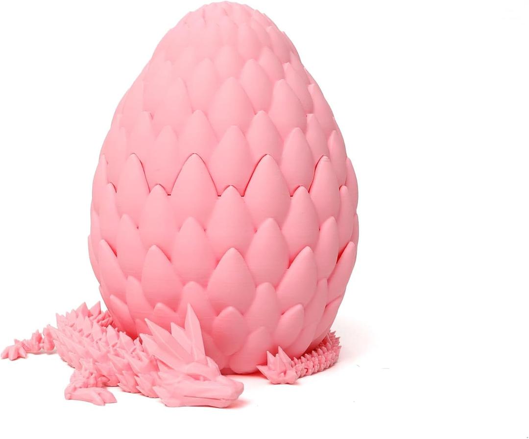 3D Dragon Egg - Purple and Pink - Easter Egg with Flexible Dragon, Large 3D Printed Gift,Figurine Decor, Executive Desk Toy(12" Dragon)