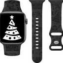 Wearlizer Christmas Snowflakes Engraved Band Compatible with Apple Watch Band 41/38/40/42/45/44/46/49mm Cute Strap Soft Silicone Sport Band for iWatch Ultra Series 11/10/9/8/7/6/5/4/3/2/1/SE (Black)