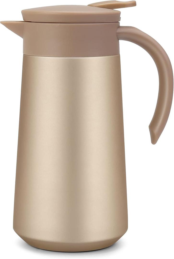 28oz Coffee Carafe Airpot Insulated Coffee Urn Stainless Steel Vacuum Thermal Pot Flask for Coffee, Hot Water, Tea, Hot Beverage (Golden)