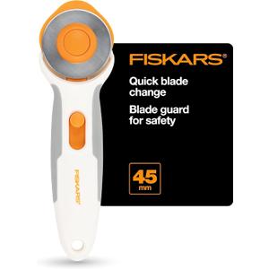 Fiskars Titanium Stick Rotary Cutter, Precision-Ground 45 mm Steel Rotary Blade, SoftGrip Handle