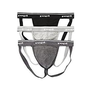 papi Men's 3-Pack Jockstrap, Athletic Supporter, Breathable Male Workout Underwear Size M