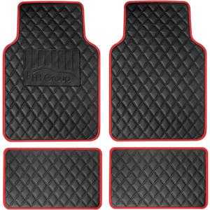 FH Group Floor Mats - Faux Leather Floor Mats for Cars, Universal Fit Automotive Floor Mats, All Purpose Car Floor Mats, PU Leather Protector Mat for Most Sedan, SUV, Truck Floor Mats Red