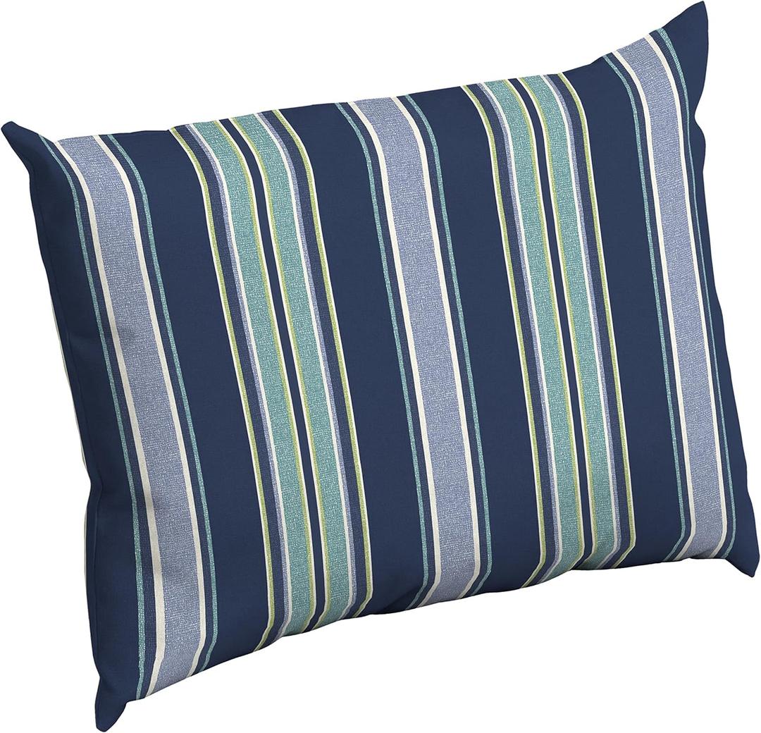 Arden Outdoor Cushion Pillow Back, 23 x 17, Rain-Proof, Fade Resistant Sapphire Aurora Blue Stripe