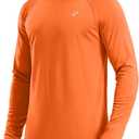 Pudolla Men's Sun Protection Shirts UV SPF UPF 50+ Rash Guard Long Sleeve Lightweight Quick Dry Brethable Swimming Fishing (Orange, L)