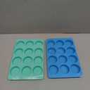 2PCS Silicone Oreo Molds, LCCOWOT 12 Cavity Cookie Chocolate Round Silicone Mold, Baking Mold for Chocolate, Oreo, Cookie, Cany, Mini Cake, Dishwasher Safe (Green+Blue)