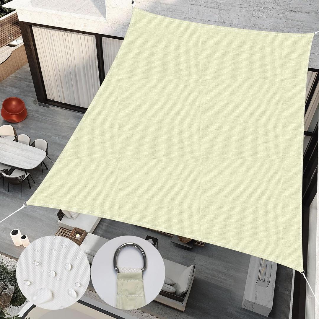 Upgrade 12'x12' Sun Shade Sail Square Canopy, Water Resistant & UV Block Sunshade for Outdoor Patio Lawn Beach Garden Carport Backyard Deck Pergola, Beige