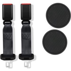 2+2Car Coaster, Black, Soft PVC,Anti-Slip, Easy to Clean, Round Cup Holder Insert Mat