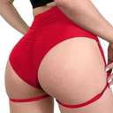 BZB Women's High Waist Yoga Shorts with Garters Booty Dance Cheeky Hot Pants Gym Workout Active Butt Lifting Sports Leggings S